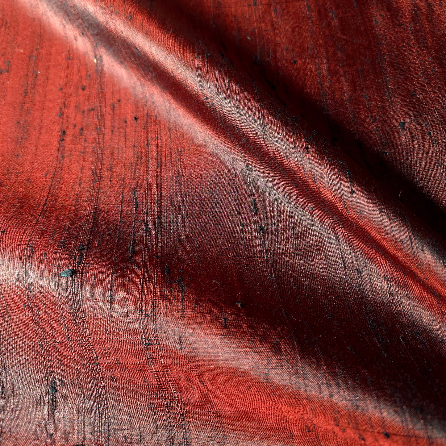 CRIMSON RED BLACK SILK DUPIONI