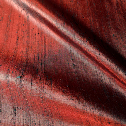 CRIMSON RED BLACK SILK DUPIONI