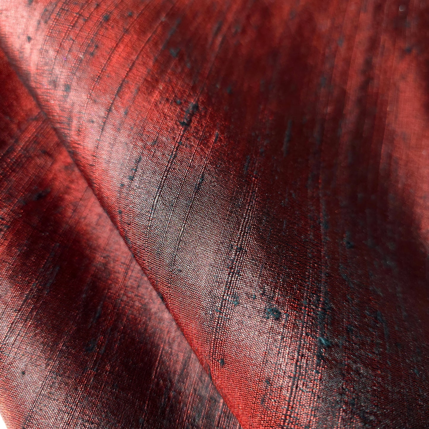 CRIMSON RED BLACK SILK DUPIONI