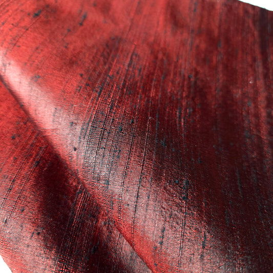 CRIMSON RED BLACK SILK DUPIONI