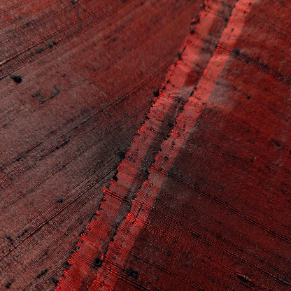 CRIMSON RED BLACK SILK DUPIONI