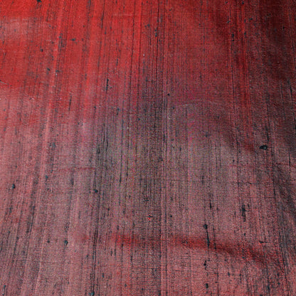 CRIMSON RED BLACK SILK DUPIONI