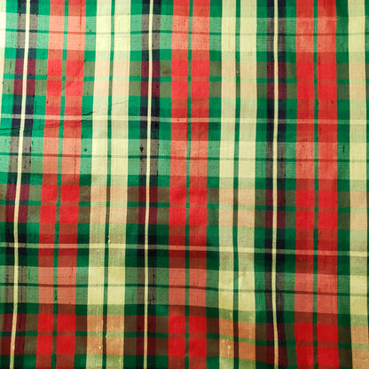 GOLD HOLIDAY PLAID SILK DUPIONI