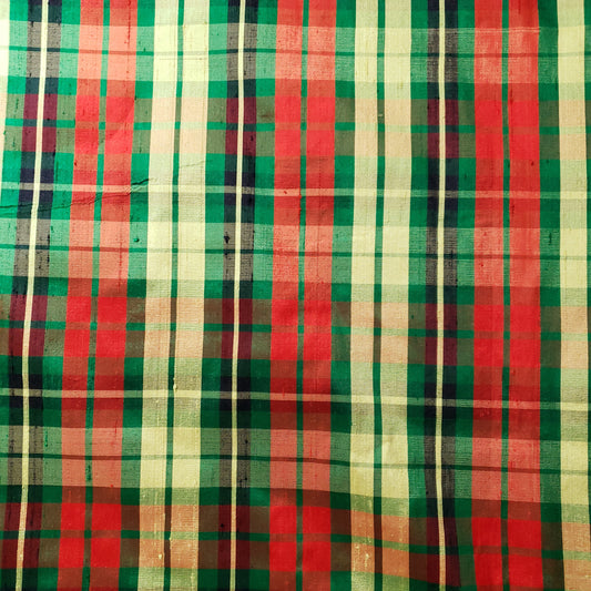 GOLD HOLIDAY PLAID SILK DUPIONI