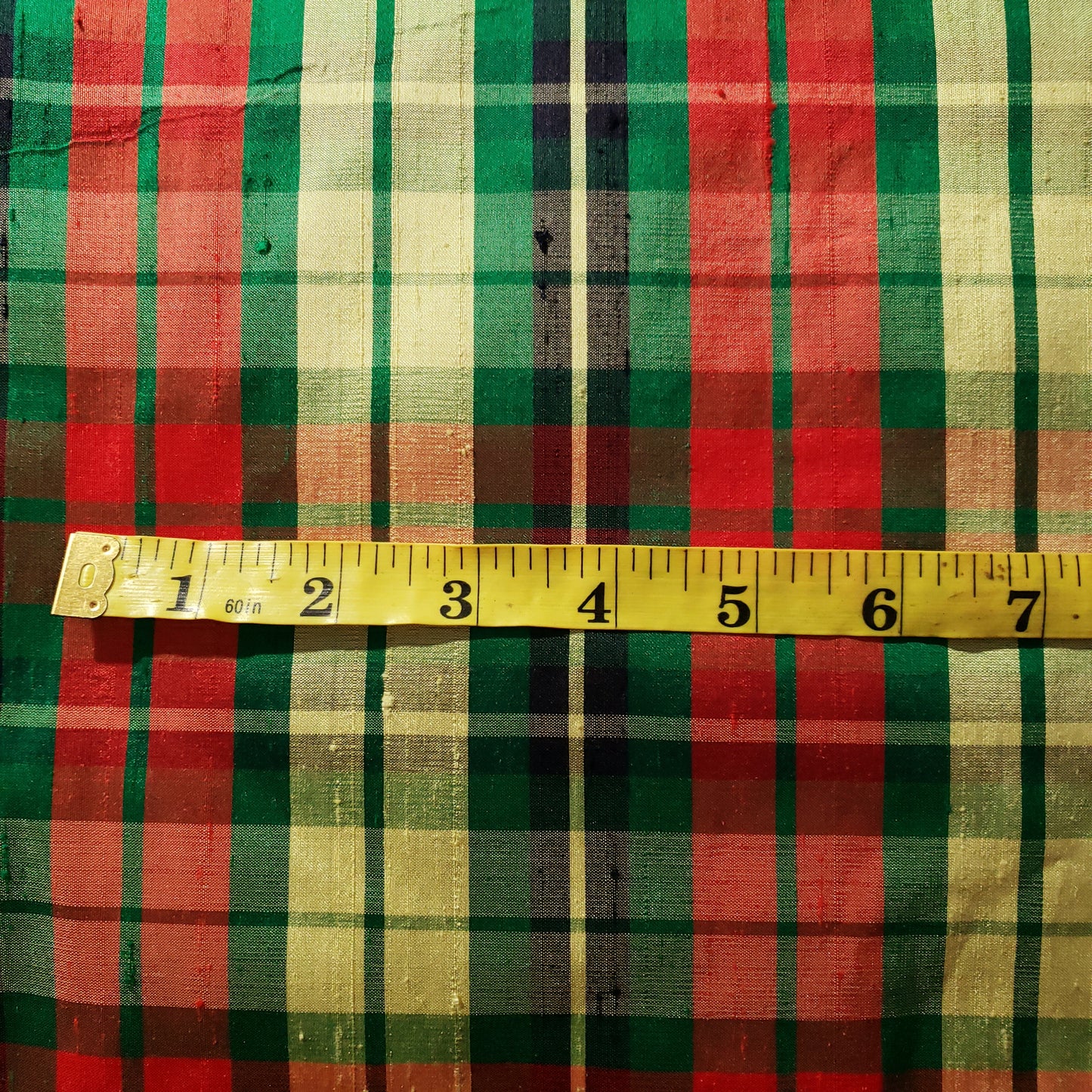 GOLD HOLIDAY PLAID SILK DUPIONI