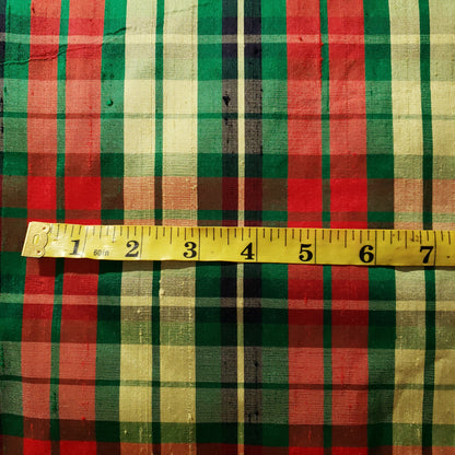 GOLD HOLIDAY PLAID SILK DUPIONI