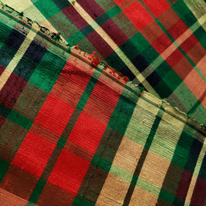 GOLD HOLIDAY PLAID SILK DUPIONI