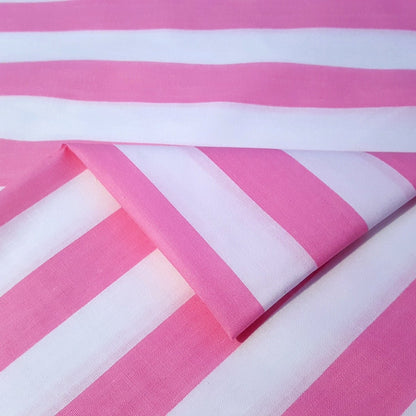ONE INCH STRIPE PINK WHITE POLYCOTTON