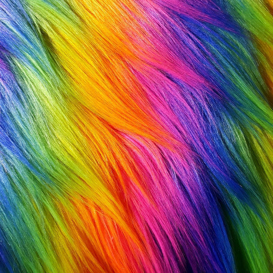 RAINBOW STRIPE LONG PILE FAUX FUR