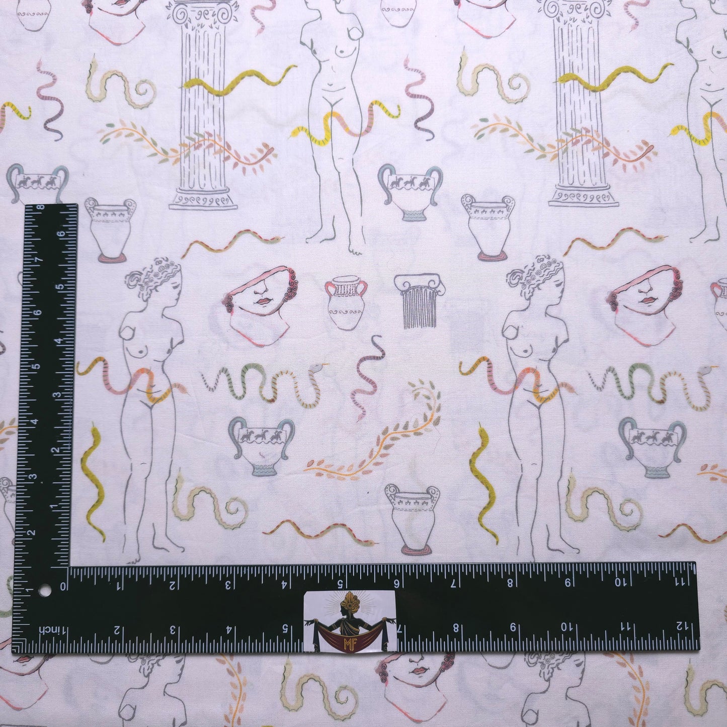 GREEK ROMAN MUSE CREAM COTTON POLYESTER FABRIC