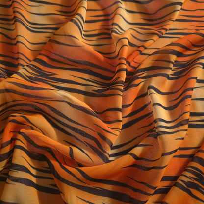ORANGE BROWN TIGER PRINT CHIFFON