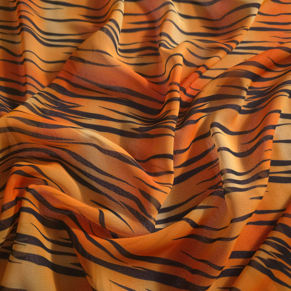 ORANGE BROWN TIGER PRINT CHIFFON