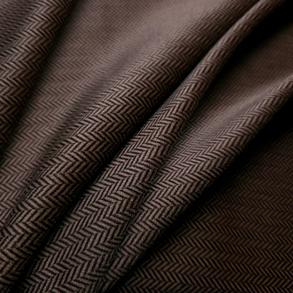 BROWN TAN HERRINGBONE JACQUARD VELOUR FABRIC