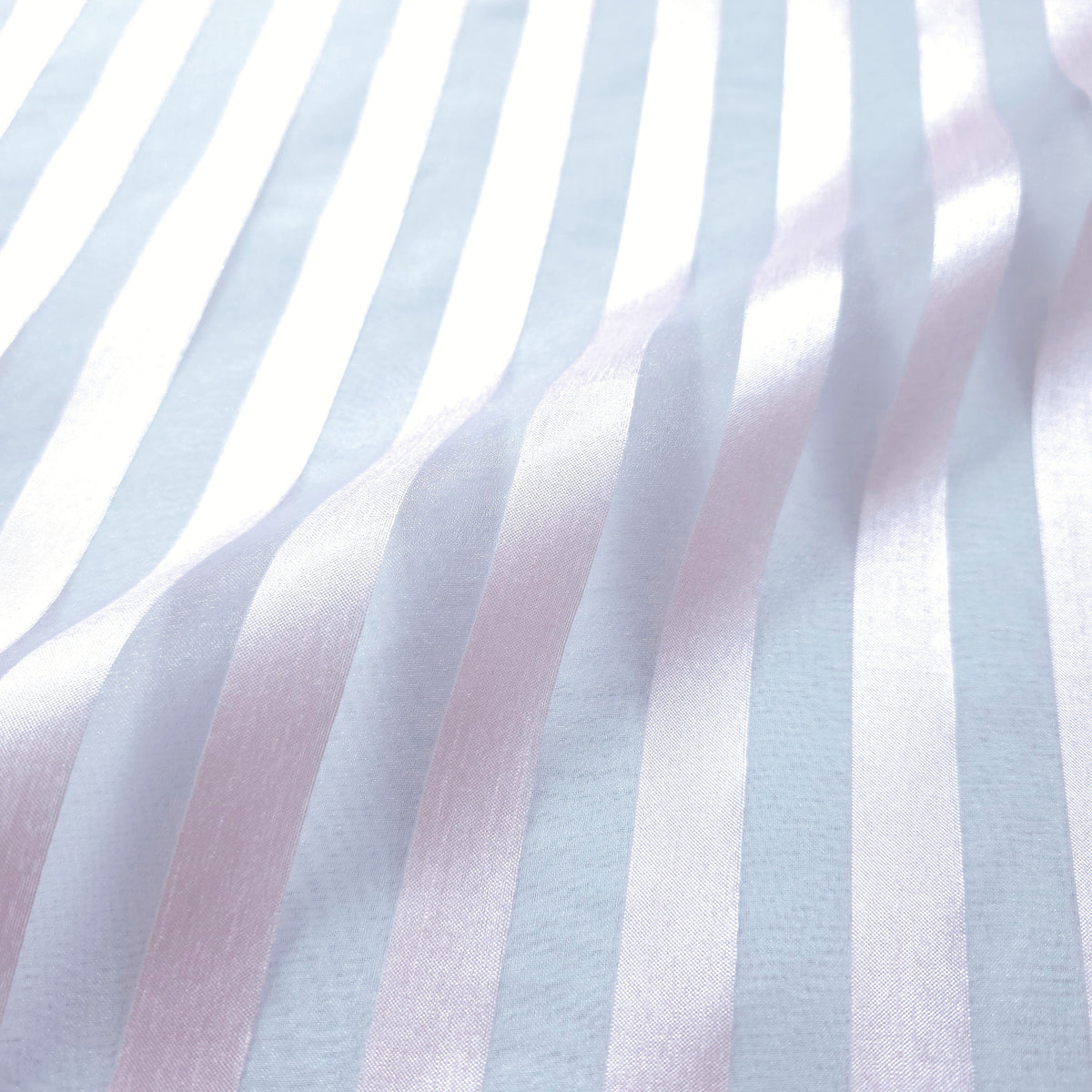 PALE PINK RIBBON STRIPE SHEER ORGANZA FABRIC