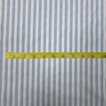 BLUE WHITE STRIPED CRISP COTTON SHIRTING FABRIC