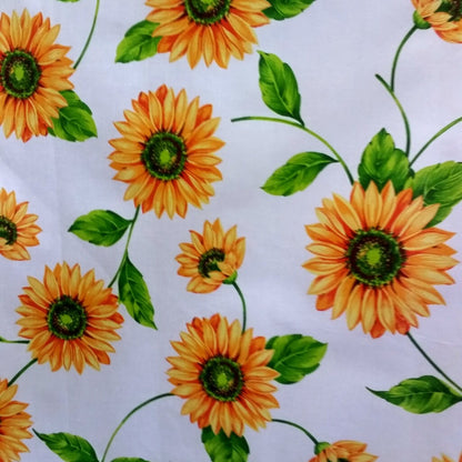 LARGE SUNFLOWER PRINT ON WHITE