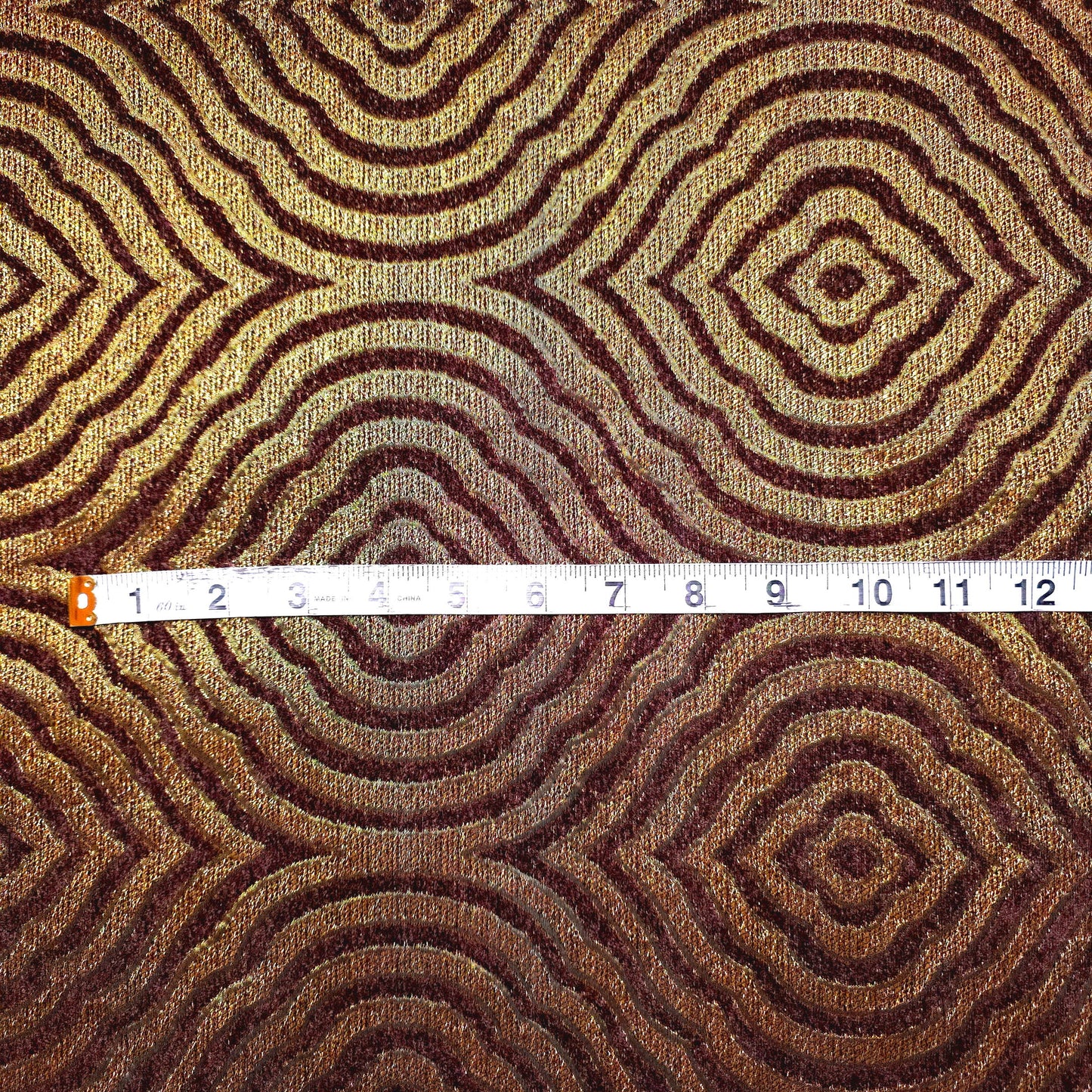 GOLD BRONZE BROWN MEDALLION JACQUARD UPHOLSTERY FABRIC