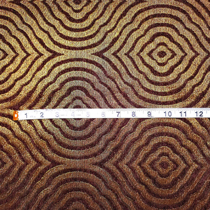 GOLD BRONZE BROWN MEDALLION JACQUARD UPHOLSTERY FABRIC