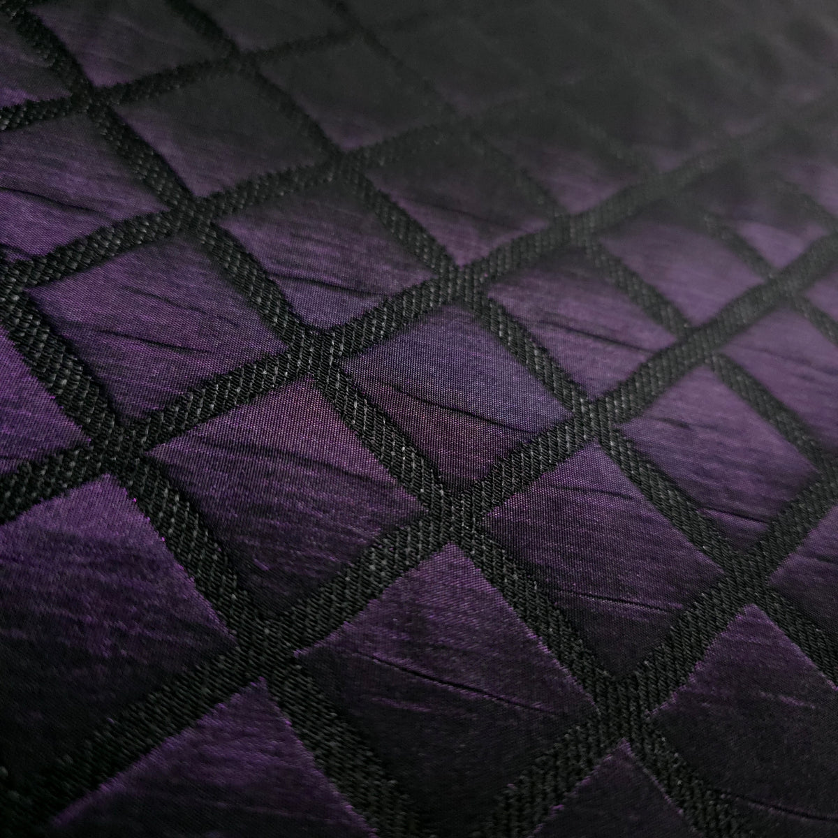 ROYAL PURPLE PLUM QUILTED TAFFETA BROCADE FABRIC
