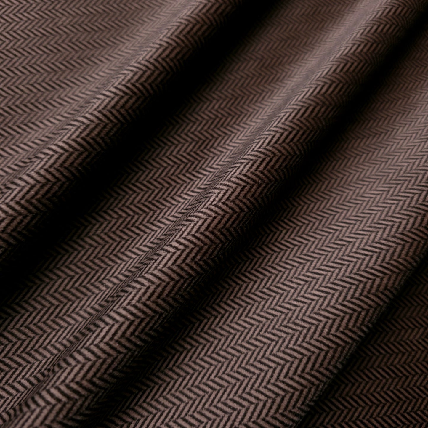 BROWN TAN HERRINGBONE JACQUARD VELOUR FABRIC