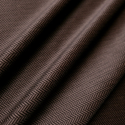 BROWN TAN HERRINGBONE JACQUARD VELOUR FABRIC