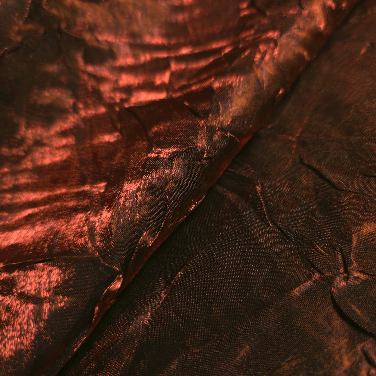 COPPER BLACK CRINKLE SHIMMER SATIN FABRIC