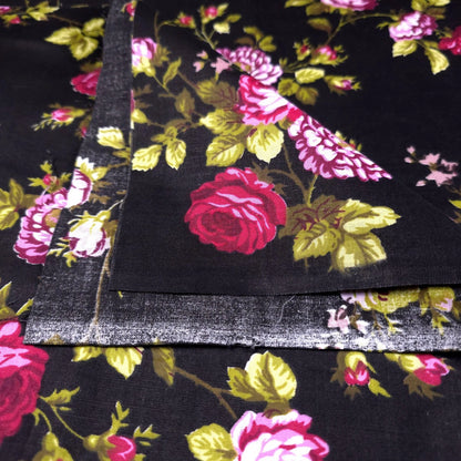Classic Ruby Red Rose Floral Print Poly Cotton Fabric 58" By The Yard Victorian