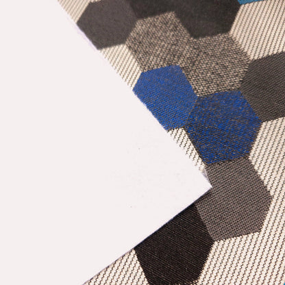GRAY BLUE HEXAGON PATCH UPHOLSTERY VINYL FABRIC