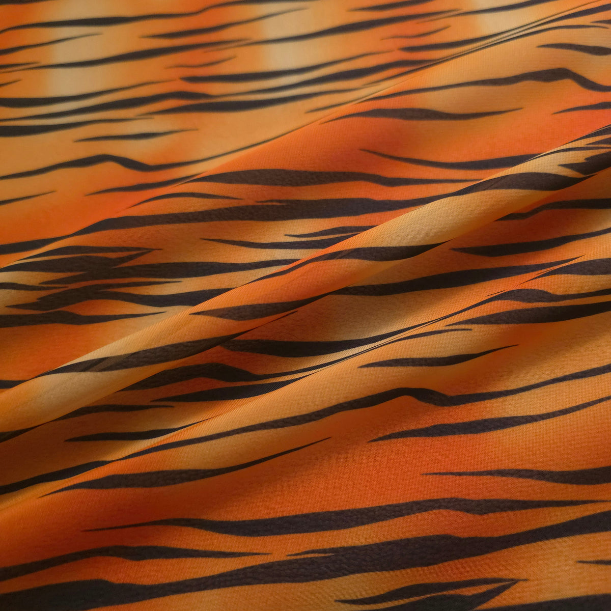 ORANGE BROWN TIGER PRINT CHIFFON