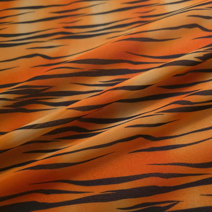 ORANGE BROWN TIGER PRINT CHIFFON