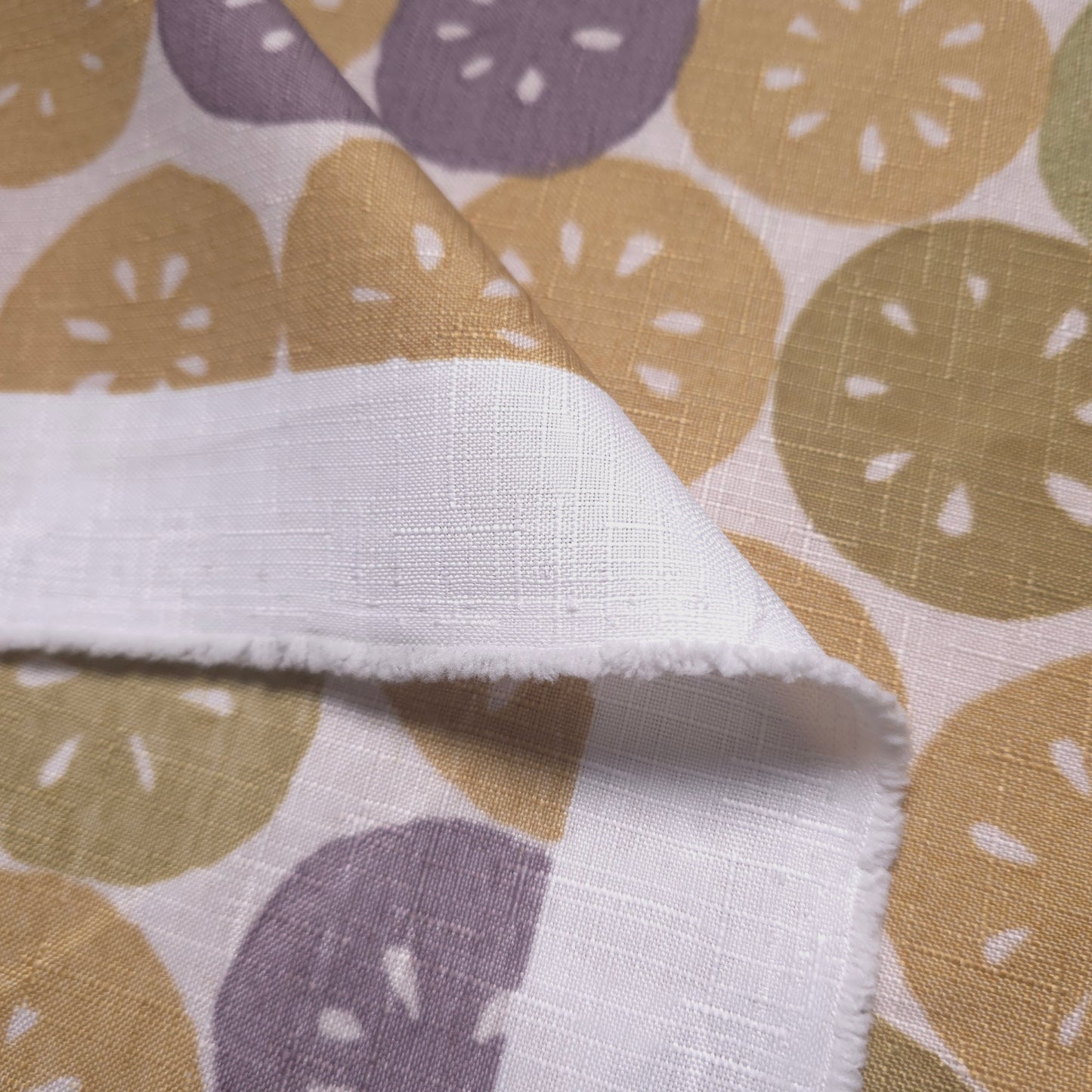 SAND DOLLAR CITRUS FAUX LINEN DRAPERY FABRIC