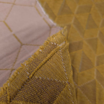 MID CENTURY MODERN MUSTARD YELLOW DIAMOND EMBOSSED UPHOLSTERY FABRIC 52 INCH