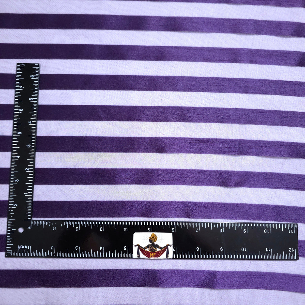 EGGPLANT PURPLE RIBBON STRIPE SHEER ORGANZA FABRIC