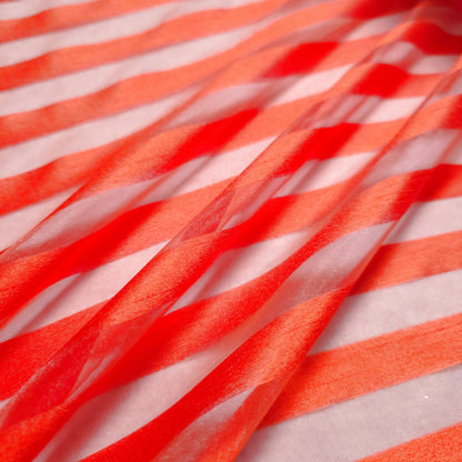 HALLOWEEN ORANGE RIBBON STRIPE SHEER ORGANZA FABRIC
