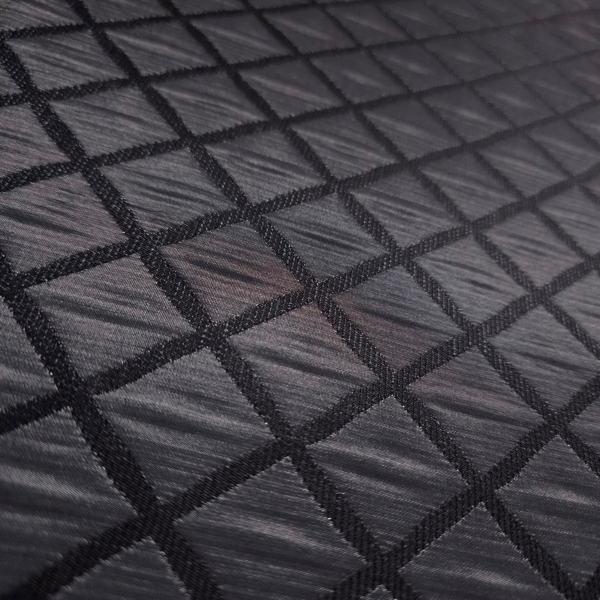 CHARCOAL BLACK QUILTED TAFFETA BROCADE FABRIC
