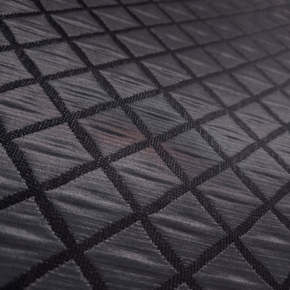 CHARCOAL BLACK QUILTED TAFFETA BROCADE FABRIC