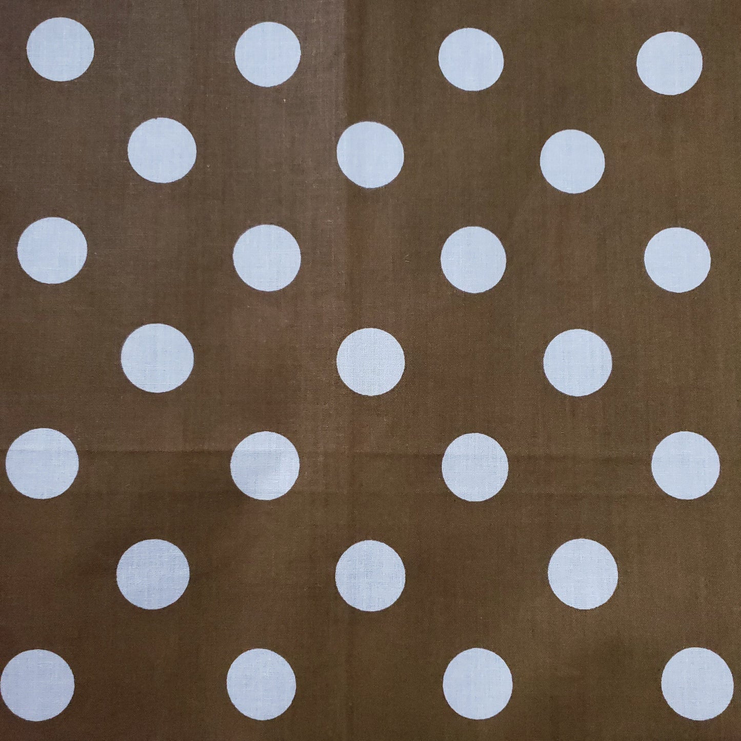 ONE INCH POLKA DOT WHITE ON BRONZE GOLD
