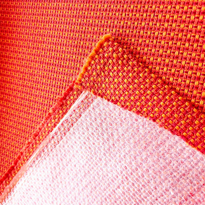 ORANGE RED YELLOW BASKET WEAVE WOVEN VINYL FABRIC
