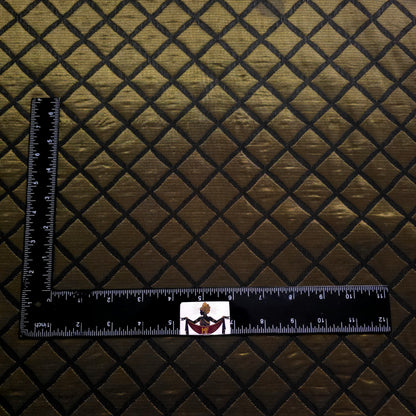 ANTIQUE OLIVE BRONZE QUILTED TAFFETA BROCADE FABRIC