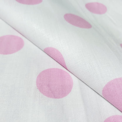 ONE INCH POLKA DOT PINK ON WHITE