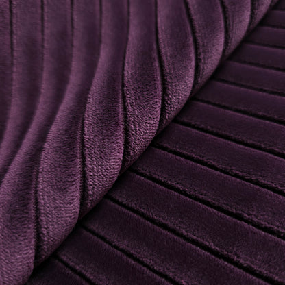HEAVY STRIPE PURPLE PLUM EMBOSSED VELVET FABRIC
