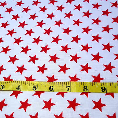 STAR SPANGLED POLYCOTTON RED ON WHITE
