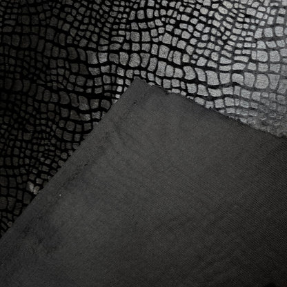 BLACK CROCODILE SEMIGLOSS UPHOLSTERY VELVET