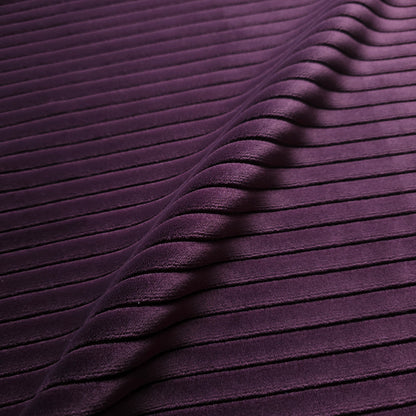 HEAVY STRIPE PURPLE PLUM EMBOSSED VELVET FABRIC