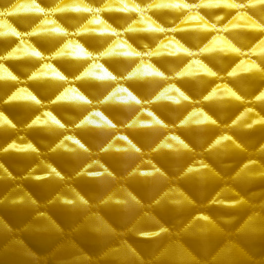 CANARY YELLOW TAFFETA HEAT FUSED DIAMOND QUILTED BATTING FABRIC