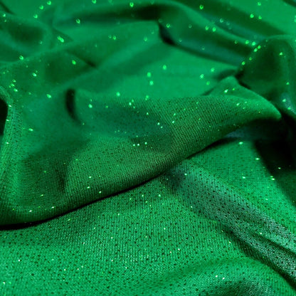 CHRISTMAS GREEN SHINY GLITTER CREPE KNIT FABRIC FABRIC 58" BY THE YARD