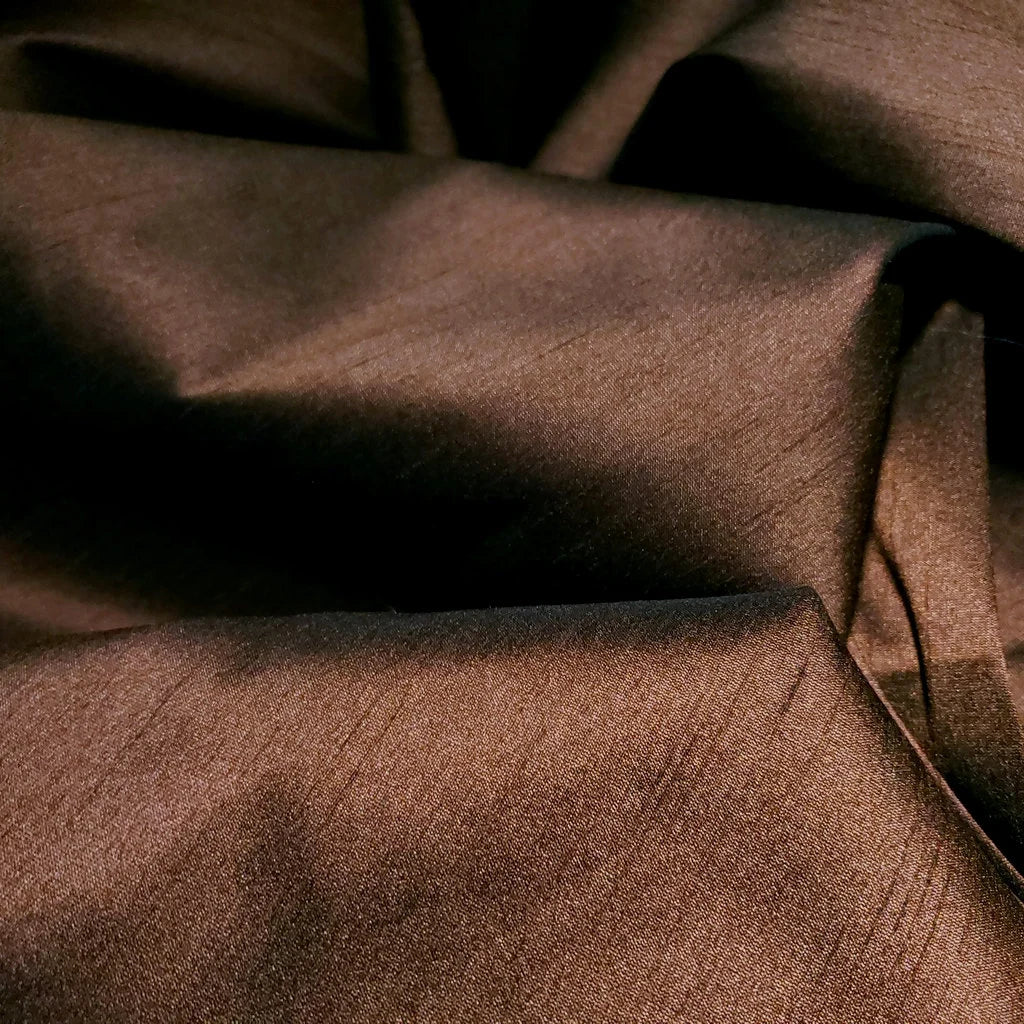 BROWN CHOCOLATE FAUX SILK DUPIONI