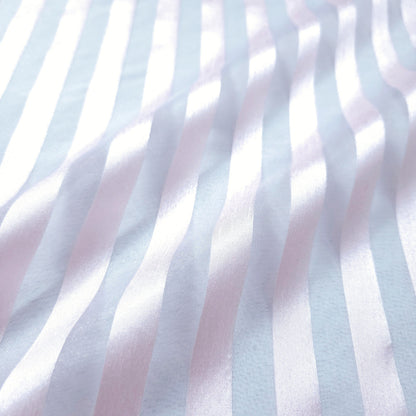 PALE PINK RIBBON STRIPE SHEER ORGANZA FABRIC