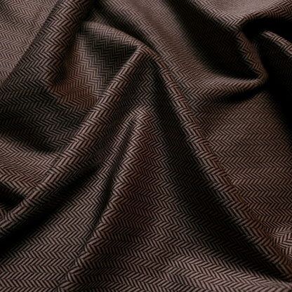 BROWN TAN HERRINGBONE JACQUARD VELOUR FABRIC
