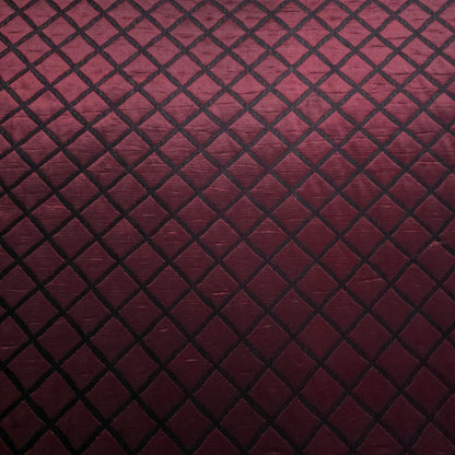 BURGUNDY WINE QUILTED TAFFETA BROCADE FABRIC